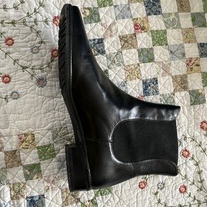 Brand new Stuart Weismann black calfskin pull-on booties. Original box. 1” heel.